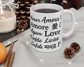 Love Mug Romantic Coffee Cup Gift for Her or Him, Valentines Day, Anniversary Gift, Wedding Gift | Cute Heart Mug for Couples