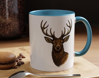 Buck Deer Coffee Mug | Rustic Deer Design, Gift for Hunters, Unique Cabin Decor, Nature Lover's Mug, Holiday Gift Idea