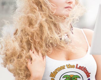 Damestanktop met spaghettibandjes, zomerse sfeer, strandkledingtop, tropische tanktop, cadeau voor haar, vakantiebenodigdheden