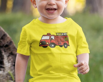 Rotes Feuerwehr-LKW Kleinkind-T-Shirt | Kinder Feuerwehrauto Shirt