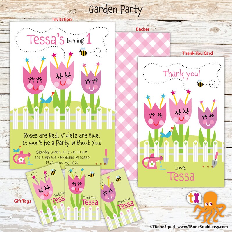 Flower Garden Birthday Party Invitation for Kids Etsy