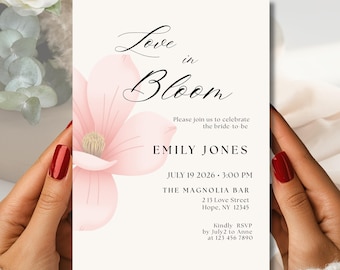 Floral Bridal Shower Invitation Template, Elegant Love In Bloom Invite, Romantic Mobile Evite