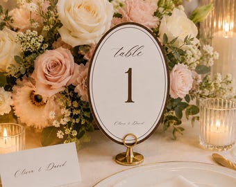 Oval Wedding Table Number Template, Editable Canva Sign, Elegant Printable Reception Decor, Digital Download