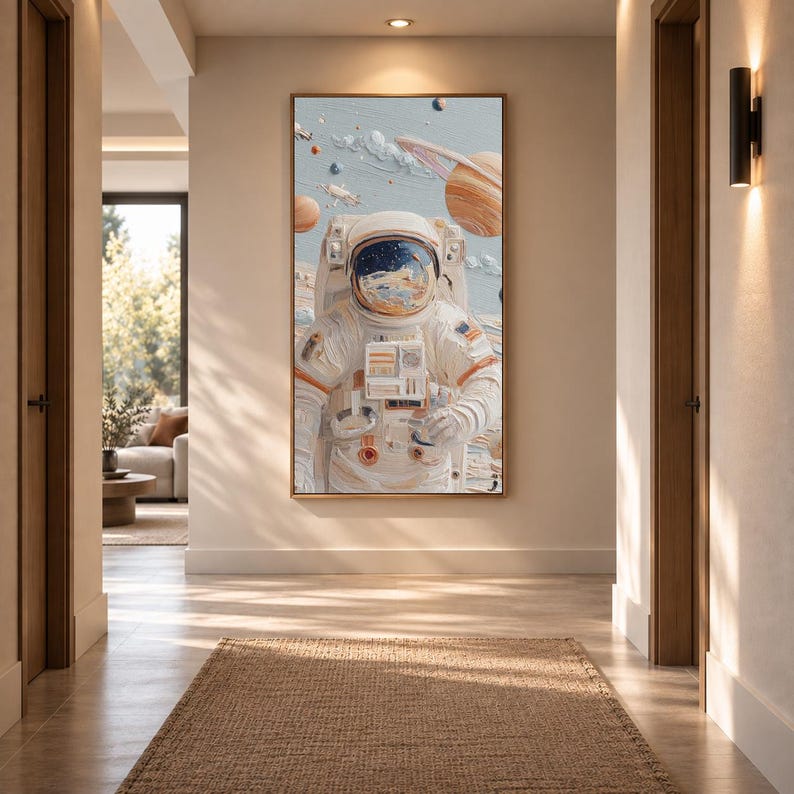 Space Wall Art for Kids Room, Astronaut Canvas Print, Solar System ...