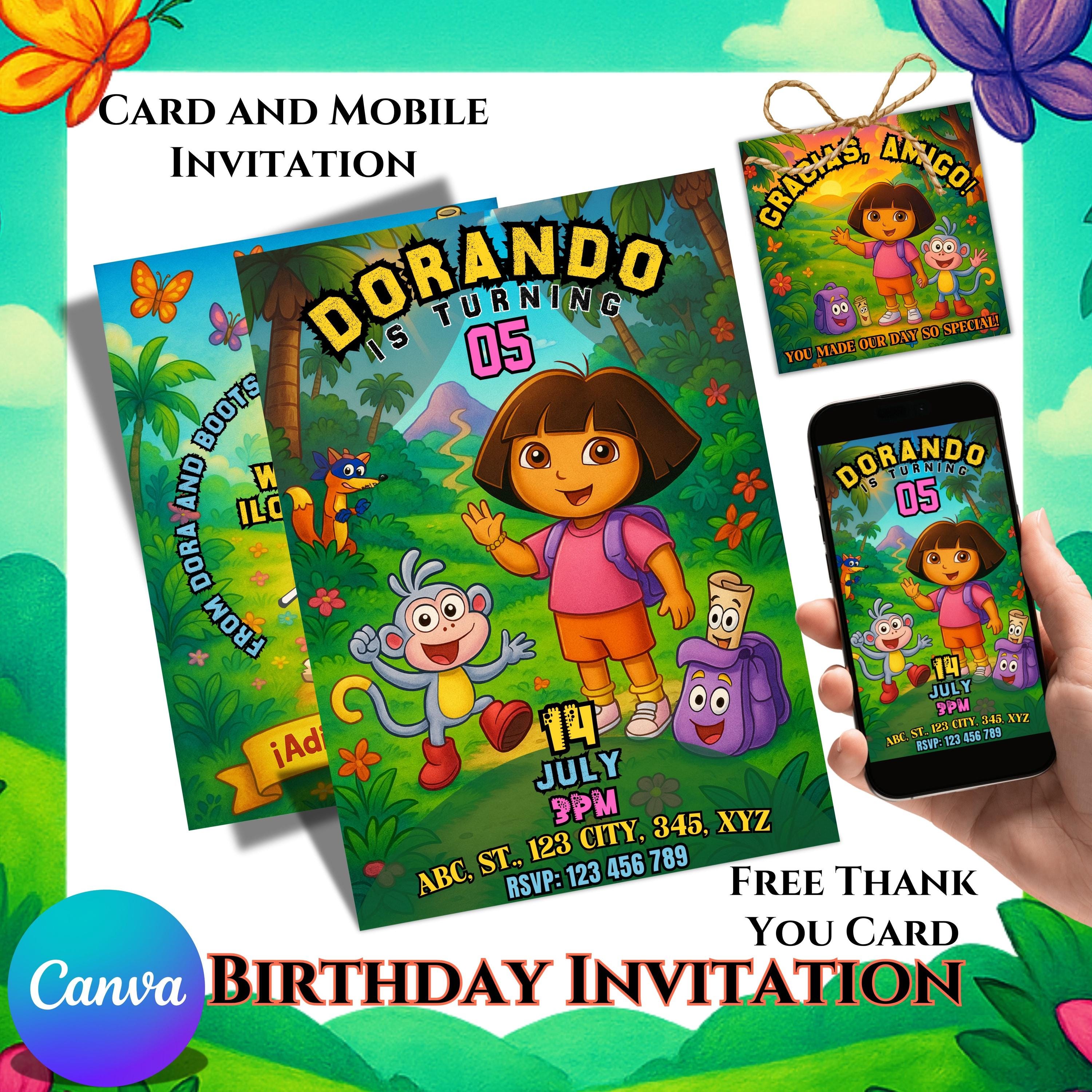 Dora the Explorer Digital Invite - Etsy, image size:3000x3000