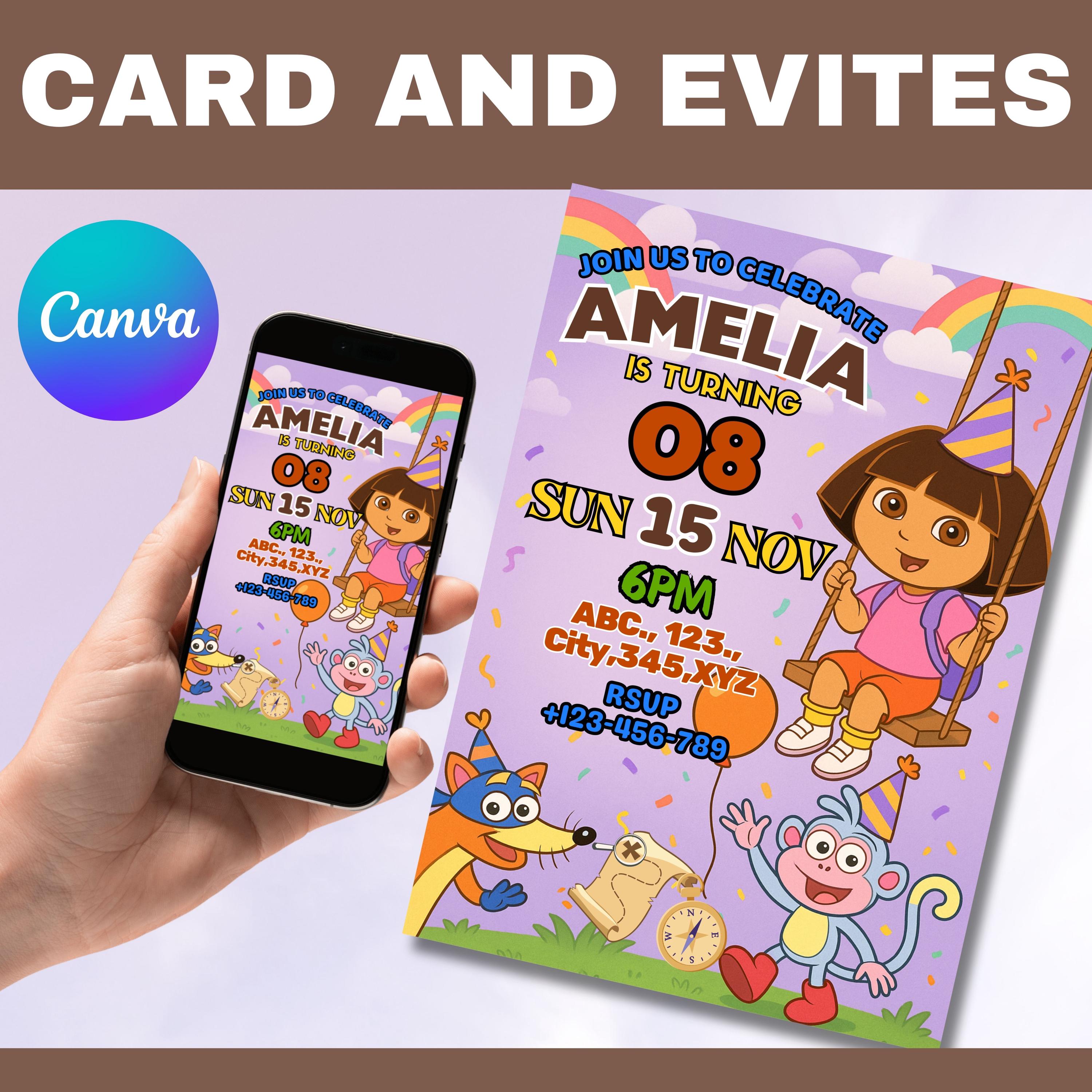 Dora the Explorer Digital Invite - Etsy, image size:3000x3000