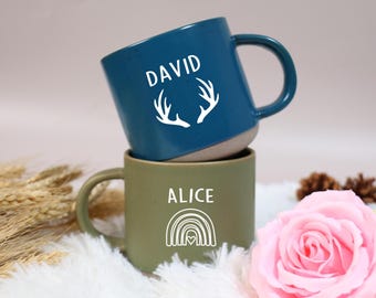 Personalized Engraved Pottery Mug Ceramic mug, Handmade Custom Mug with Your Desired Text, Unique Custom Mug Gift for Her/Tea Coffee Lovers