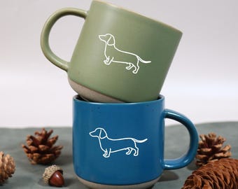 Dachshund Tea/ Coffee Mug with Speckled Glaze