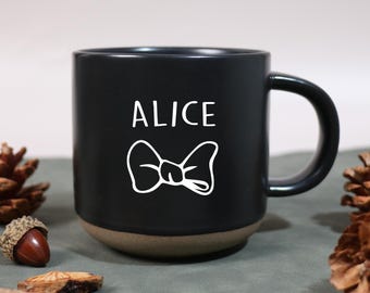 Personalized Engraved Pottery Mug Ceramic mug, Handmade Custom Mug with Your Desired Text, Unique Custom Mug Gift for Her/Tea Coffee Lovers