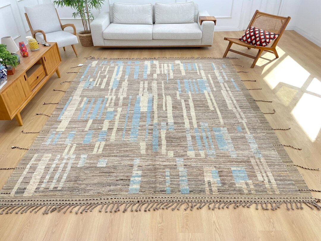 Rustic Wool Rug 8x10 Rustic Tribal Wool Rug –beige & Brown Handmade Kilim, Farmhouse ...