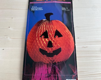Vintage 1987 Eureka Halloween Jack O Lantern Honeycomb 15" Table Decoration Retro Fall Decor