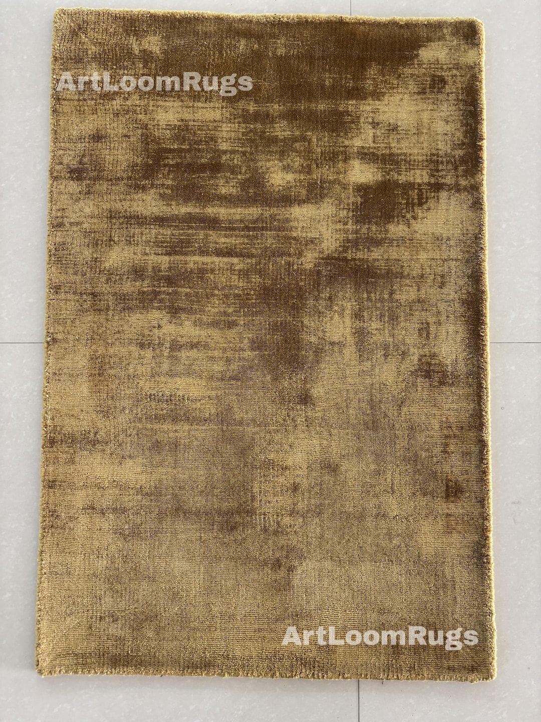 Gold Handmade Rug - Handwoven Tip Sheared Cut and Loop Pile - Modern ...