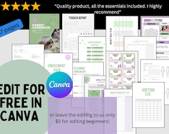 Opening a Daycare, Daycare starter kit, Forms bundle, Daycare contract, Home Daycare Forms, Daycare Paperwork, Preschool Canva Template