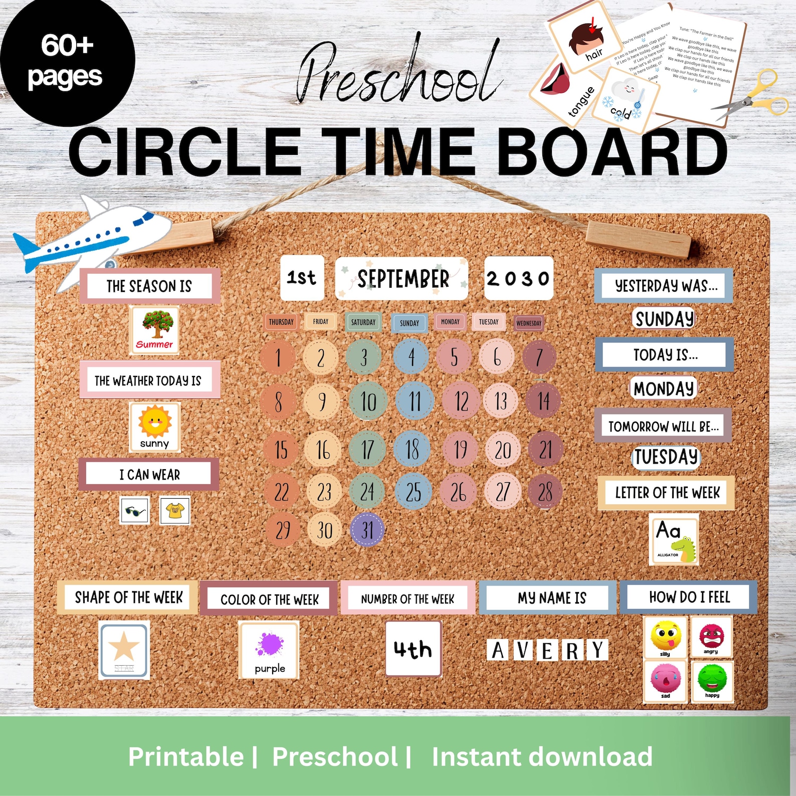 3 Year Old Circle Time Board Daycare Weekly Focus Wall Homeschool ...