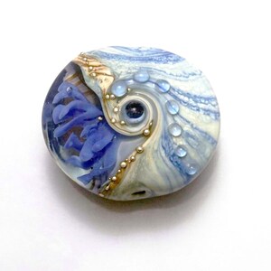 FRISKEY handmade Lampwork Art Glass Beads, Blue Marble Focal