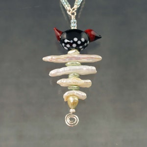 FRISKEY handmade Lampwork Glass Beads & Jewelry, Sea Bird necklace