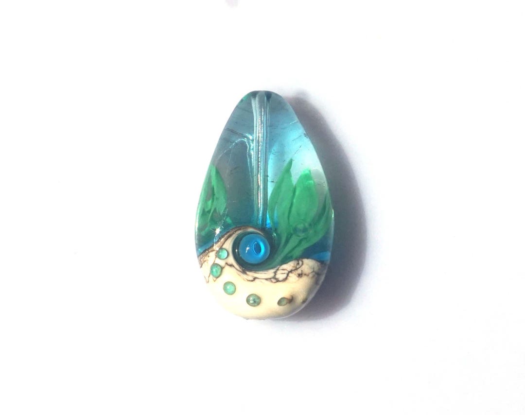 FRISKEY Handmade Lampwork Art Glass Beads, Aqua Ocean Focal - Etsy