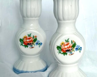 Vintage Floral Ceramic Candlestick Holders | Cottagecore Rose Decor