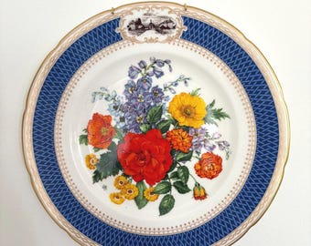 Vintage Wedgwood Chelsea Flower Show Plate: "Chelsea Pride" Blue Floral Decor