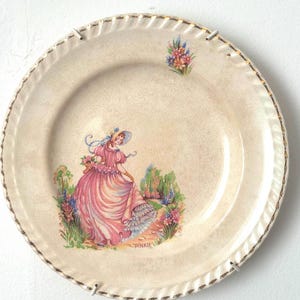 Antique Pinkie Portrait Plate | Made in England Tunstall Pottery