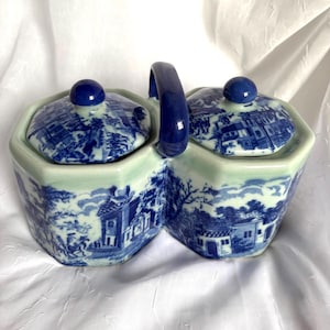 Vintage Victoria Ware Ironstone Double Condiment Jar | farmhouse kitchen style