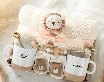 Caixa de presente de luxo para novos pais, presente unissex, presente para recém-nascido, presente de autocuidado para a mamãe, presente de gravidez, presente para recém-nascido, kit de cuidados pós-parto