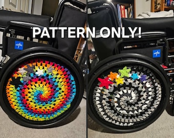 Rollstuhl Radabdeckungen - Sechs-Farben-Spirale-Häkel-Muster