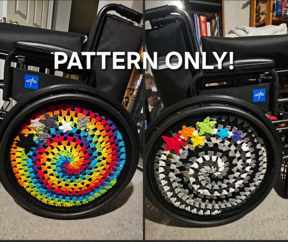 Wheelchair Wheel Covers - Six Color Spiral Crochet Pattern