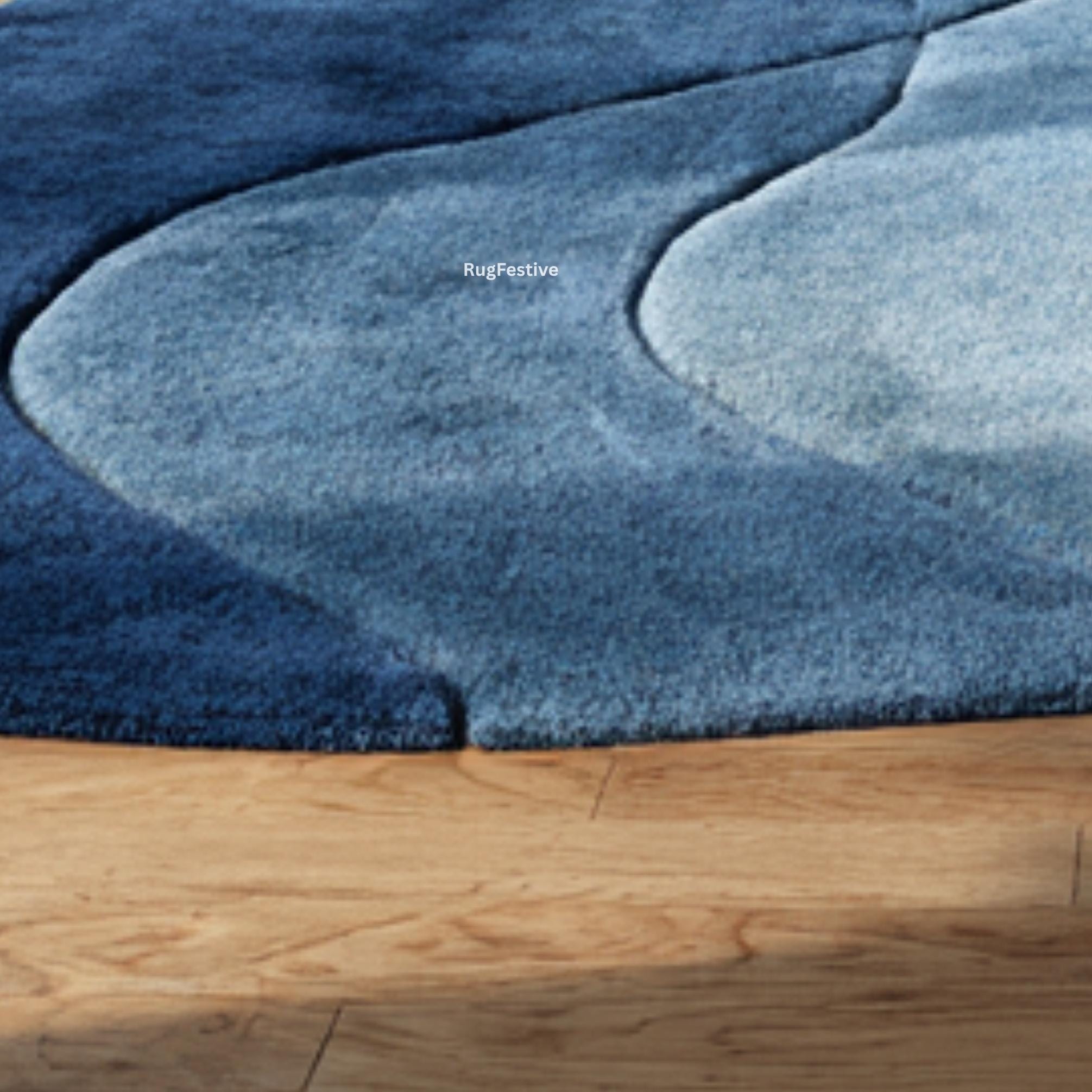 Blue Wave Rug | Ocean-inspired Hand Tufted Wool Carpet | Modern ...