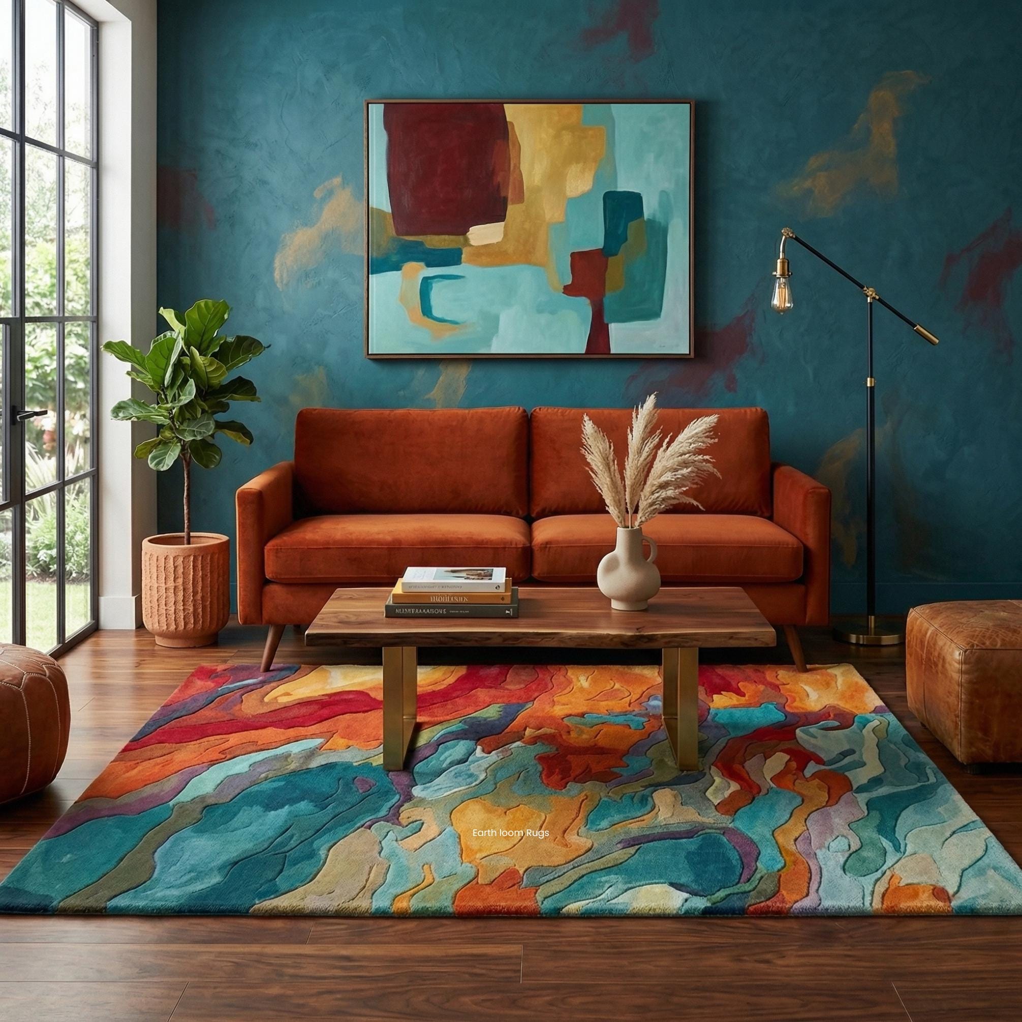 Designer tapijten, grote woonkamers, slaapkamers, werkkamer, balkons