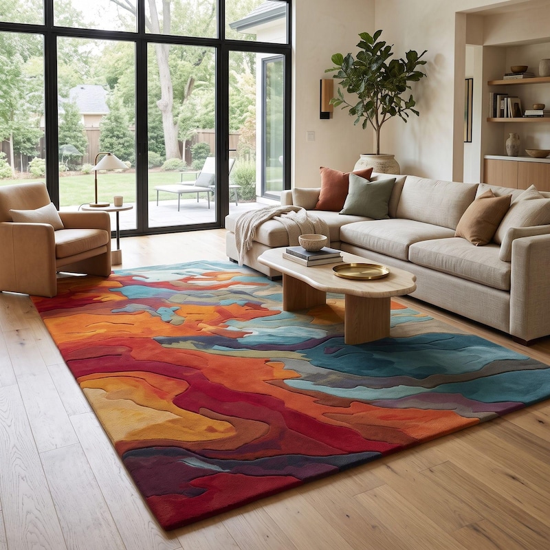 Geometric Sunset Rug - Etsy