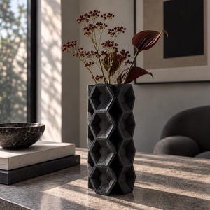 Geometric Honeycomb Vase, 3D Printed Flower Vase for Fresh, Dried & Faux Flowers