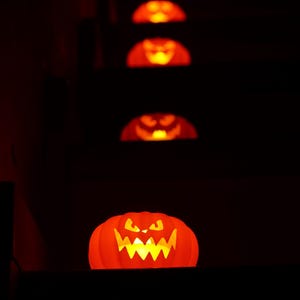 3D Printed Pumpkin Tealight Holder, Spooky Halloween Decor, Set of 8