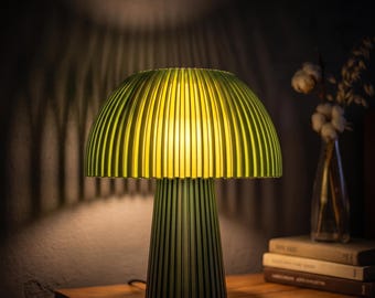 Pilzförmige Tischleuchte, skulpturale Nachttischlampe, moderne Schreibtischlampe, 3D-gedruckte Lampe, minimalistisches Nachtlicht, einzigartige Wohndekoration, stimmungsvolle Beleuchtung