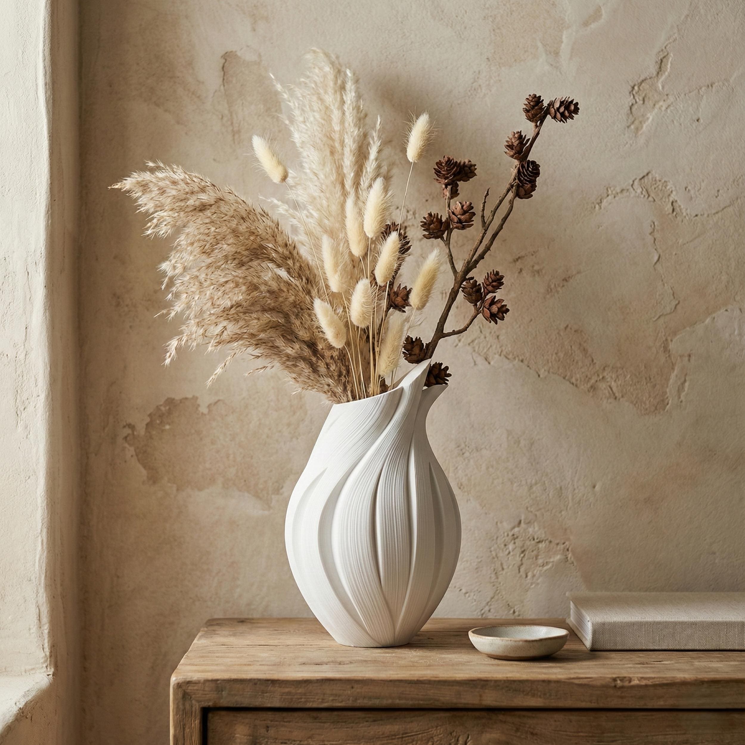 Minimalist Flower Vase, Modern Sculptural Vase, 3D Printed Decorative ...