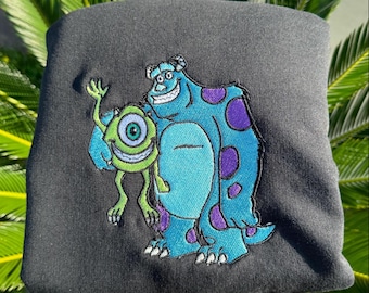 Camiseta bordada da Universidade Monstros, Moletom bordado do Mike Sulley, Moletom com capuz para viagem à Disney, Suéter Monstros S.A., Presente para fã universitário da Pixar