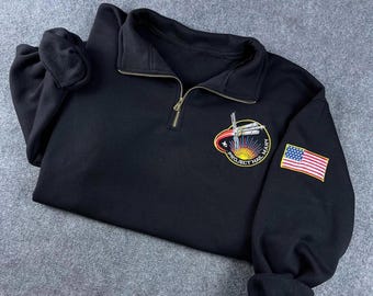Camiseta bordada Projeto Hail Mary, Suéter com zíper até o peito bordado estilo missão da NASA, Moletom com capuz Projeto Hail Mary, Camiseta Literária