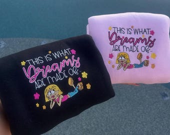 Camiseta bordada "Así están hechos los sueños", suéter bordado de Lizzie Mcguire, sudadera con capucha de personajes de Disney, suéter de fan de Lizzie Mcguire