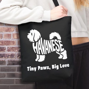 ハバニーズの子犬用トートバッグ。丈夫なキャンバス素材。愛犬のお母さん、お父さん、ペット愛好家へのギフトに最適。