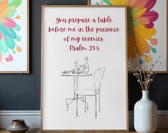 Psalm 23 Scripture Art, Christian Home Decor (Digital Download)
