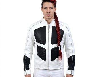 Deadpool & Wolverine Shatterstar Cosplay Kostym Halloween, Lewis Brun Läderjacka