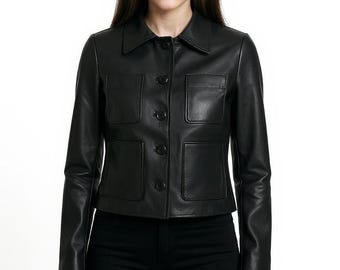 Chaqueta de cuero de Wednesday Addams / Disfraz de cosplay de Jenna Ortega Wednesday