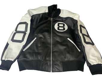 David Puddy 8 Ball Real Leather Jacket: 90s Retro Bomber - Etsy