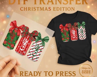 Christmas Soda Can DTF Transfer - Retro Holiday Design