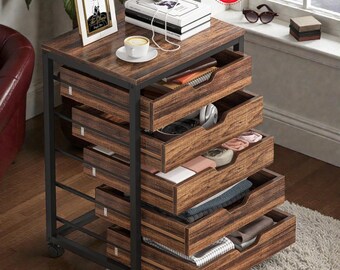 5 Or 7 Drawer Wooden Storage Dresser Chest Cabinet With Wheels For Bedroom Organization
