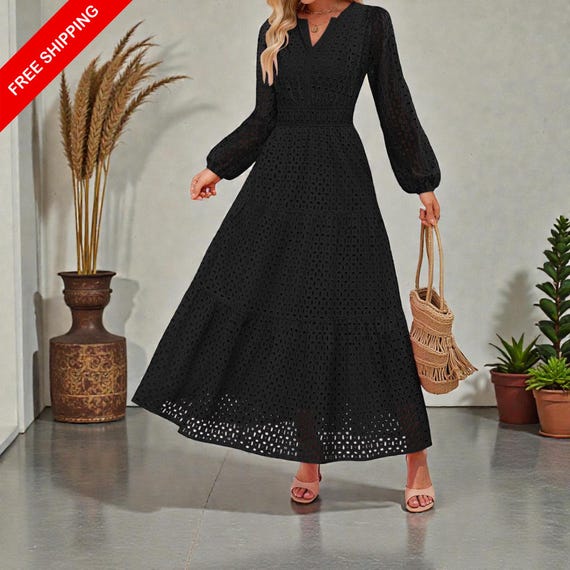 a line flowy maxi dress Womens Casual Summer Maxi Dress Flutter Short Sleeve V Neck Smocked A main image 0