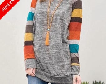 Women’s 2025 Cotton Knit Long Sleeve Tunic Top | Lightweight Casual Sweatshirt