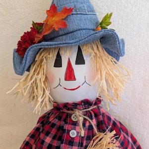 LARGE 36 in.SCARECR toOW RAGDOLL, Handmade. Original, All recycled Materials o ⁿGreat Fall Decoration for porch or home.