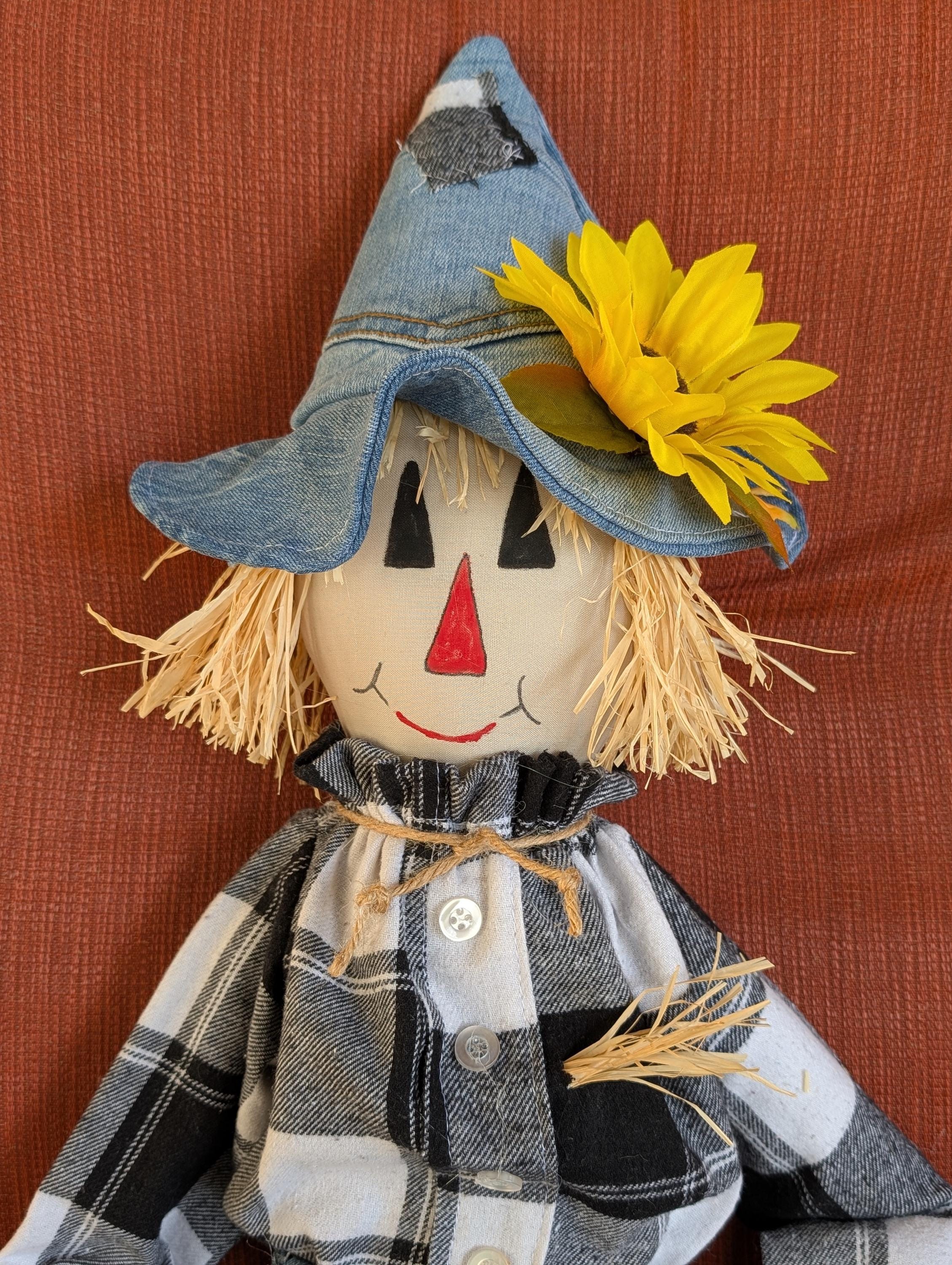 LARGE 36 In.scarecrow RAGDOLL, Handmade. Original, All Recycled