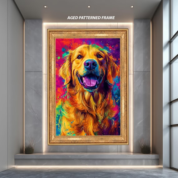 ウォールアート アート絵画 犬 ポートレート アート 犬と線